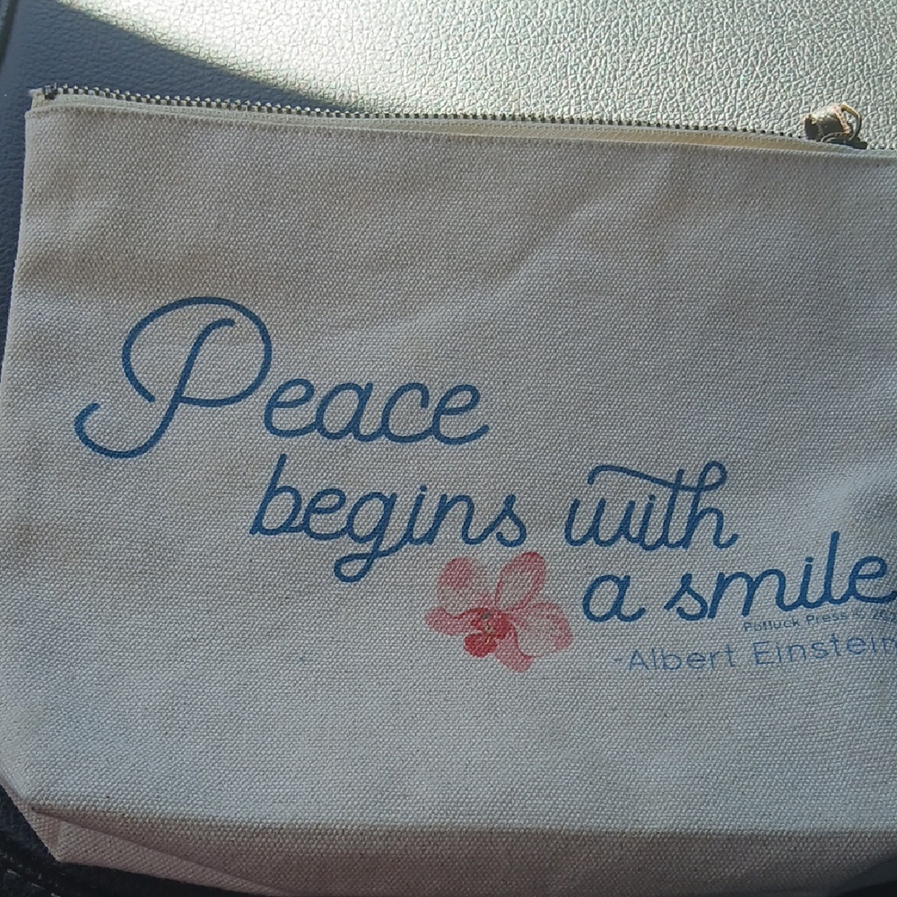 Charming Canvas Cosmetic Bag with Blue and Pink Design
